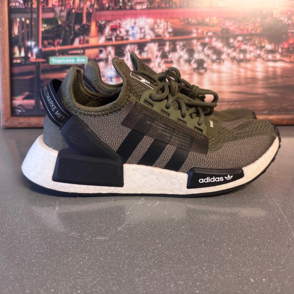 adidas NMD_R1 V2 J HP2951 Focus Olive Youth 5 Women’s 6 Boost Shoes Green Black